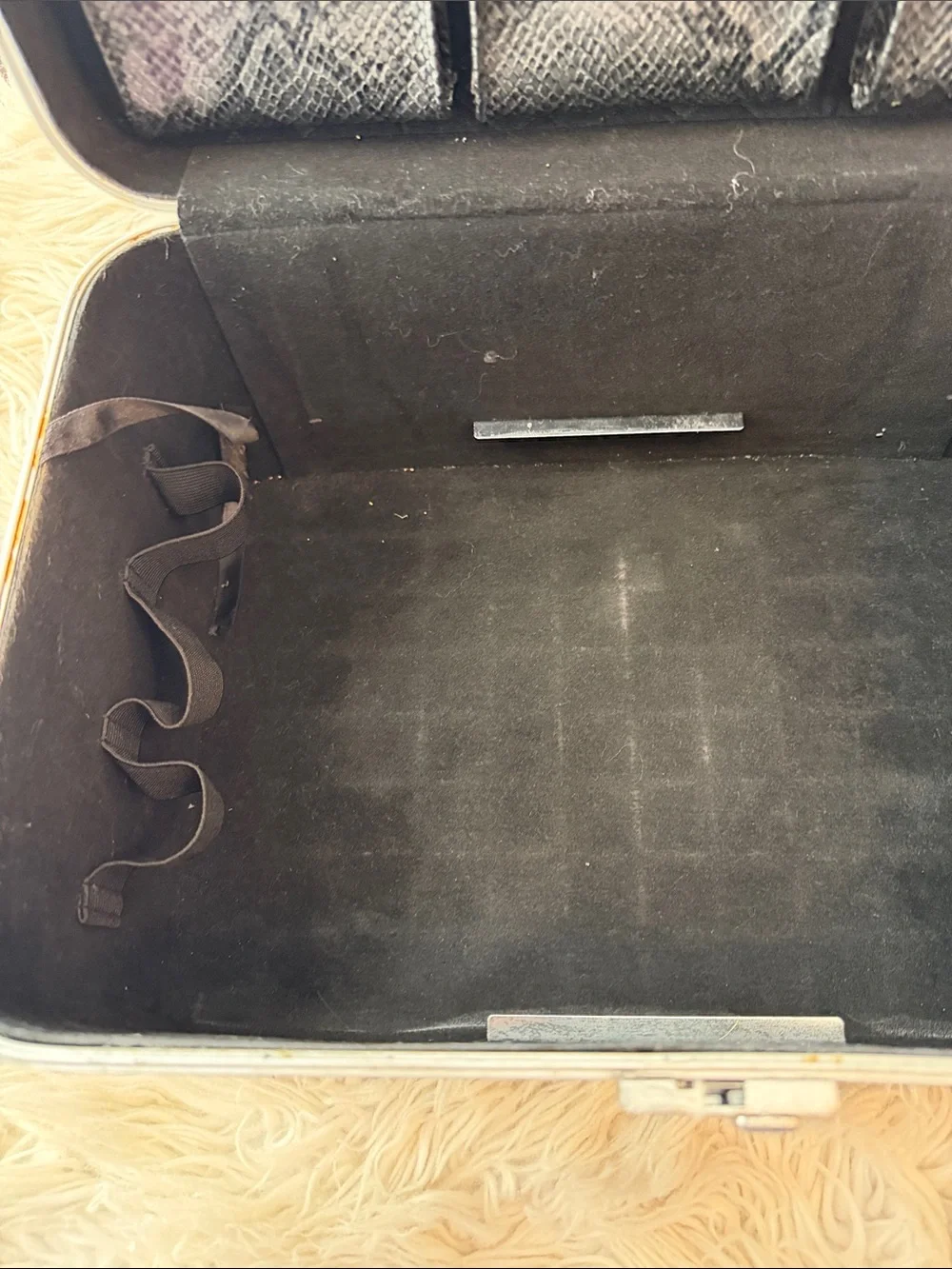 Black Faux Snakeskin Train Case